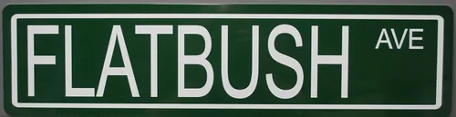 METAL STREET SIGN FLATBUSH AVE AVENUE 6x24 BROOKLYN NEW YORK NY BOROUGH BOTÁNICO JARDÍN HOMBRE CUEVA GARAJE BAR RESTAURANTE TIENDA HOMBRE OFICINA EN