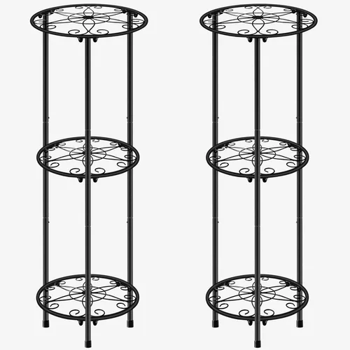 Miniatura 8 de CASIMR - Soporte para plantas para interiores y exteriores, estante de metal inoxidable para flores, 2 niveles de 23.9 pulgadas, soporte alto