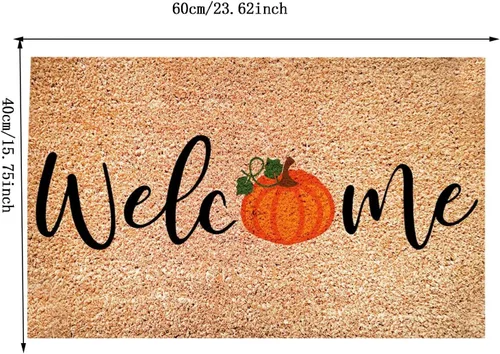 Miniatura 3 de Tapete de bienvenida para exteriores de 23.6 x 15.7 pulgadas, de goma de goma de calabaza resistente, faroles de calabaza, tapete para puerta