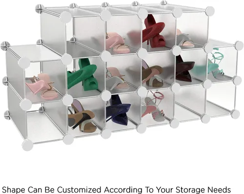 Miniatura 4 de Lavish Home - Organizador de cubos con 16 estantes de cubo con estantes modulares entrelazados, personalizables, apilables para organización