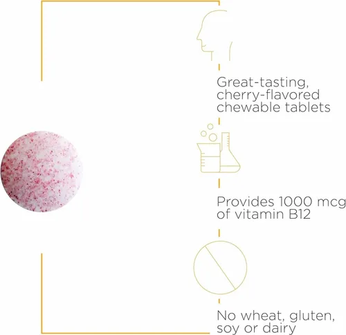 Miniatura 3 de Integrative Therapeutics B12-Active - Suplemento para el apoyo de la función nerviosa* - Sin lácteos, soja y gluten - Sabor a cereza, 30 tabletas