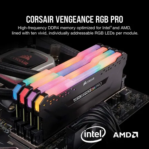 Miniatura 2 de CORSAIR VENGEANCE RGB PRO DDR4 RAM 16GB (2x8GB) 3600MHz CL18-22-22-42 1.35V Intel AMD Memoria de computadora de escritorio - Negro