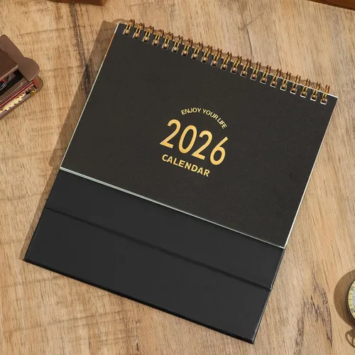 Miniatura 5 de Calendario de escritorio pequeño 2026, calendario de escritorio abatible de pie de enero de 2026 a junio de 2027 – Anillo de metal doble