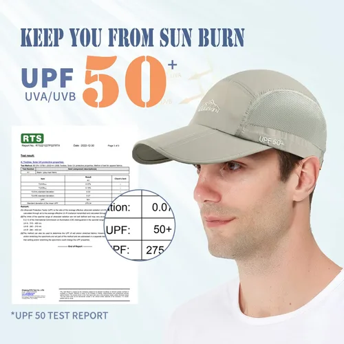 Miniatura 54 de ELLEWIN Gorra de béisbol unisex UPF 50 sin estructura, con pico grande y plegable