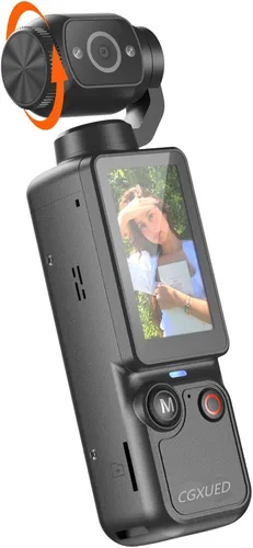 Miniatura 10 de Cámara de vlogging con lente giratoria de 180°, cámara de cuerpo de bolsillo con grabación de audio y video, batería de 7 horas, cámaras POV de mano