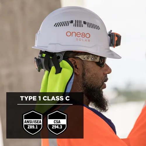 Miniatura 8 de Ergodyne - 60146 Casco Ventilado con Luz, Estilo Gorra, Suspensión de Trinquete, Clase C, Skullerz 8972LED Blanco