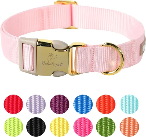 Miniatura 16 de Collar de perro de nailon de Babole Pet - Collares ajustables de cinturilla suave de nailon negro para perros pequeños, medianos y grandes, collar