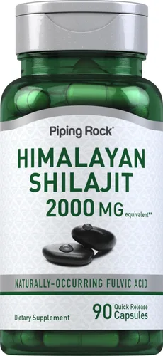 Piping Rock Cápsulas Shilajit | 90 unidades | Ácido fúlvico del Himalaya | Suplemento sin OMG, sin gluten