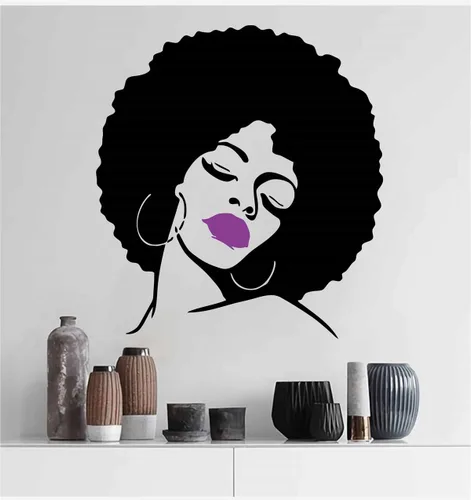 Miniatura 2 de Melissalove - Calcomanías de pared de vinilo para pared, diseño de dama negra, calcomanía de pared grande, para peluquería, spa, bricolaje, papel