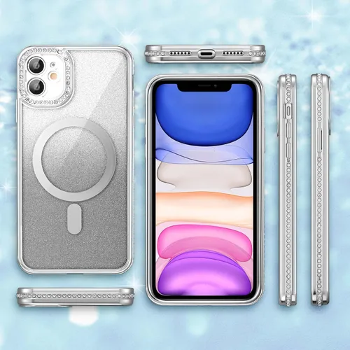 Miniatura 5 de ZCDAYE Funda con purpurina para iPhone 11 con decoración de diamantes, funda brillante de lujo con protector de cámara compatible con carga sin