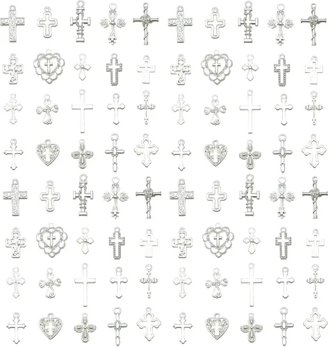 Miniatura 12 de WOCRAFT 60 piezas de dijes de pulsera de cruz dorada KC para juegos de fabricación de joyas, collares, pulseras, llaveros, kit de suministros de KC