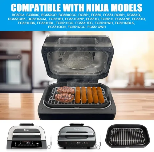 Miniatura 7 de Outspark Rejilla asada y olla de cocina para Ninja Foodi FG551/DG551 Smart XL Accesorios para parrilla de interior, estante para freidora de aire