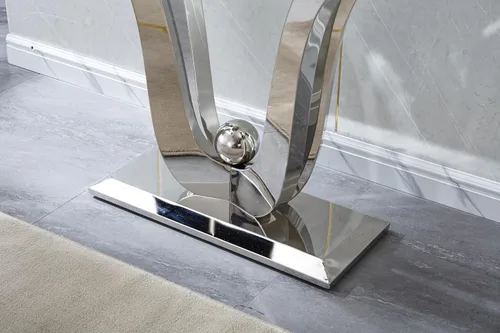 Miniatura 53 de Mesa de centro de cristal de lujo, mesa de centro de sofá de 47 pulgadas con marco de acero inoxidable dorado y parte superior de vidrio negro, mesa