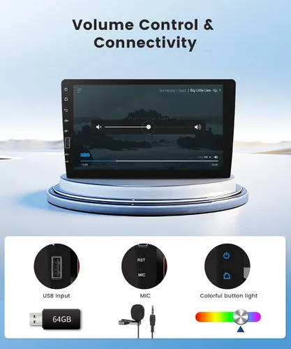 Miniatura 7 de Estéreo inalámbrico de un solo DIN con CarPlay y Android Auto, pantalla táctil IPS de 23 cm, radio Bluetooth AM/FM de Upriding con cámara