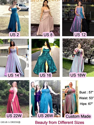 Miniatura 2 de Vestidos largos, acampanados y con bolsillos para baile de graduación, vestido formal de fiesta, de noche y de baile con aberturas laterales