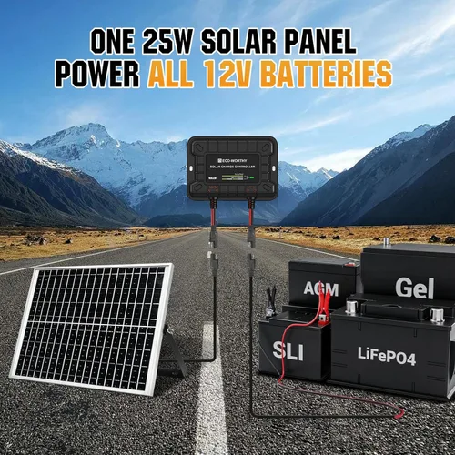Miniatura 3 de ECO-WORTHY Cargador de batería solar de 25 W 12 V, mantenedor de goteo, kit de panel solar impermeable de 25 W + soporte de montaje ajustable +