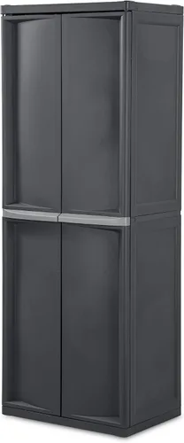 Miniatura 9 de Sterilite Gabinete de 4 estantes, almacenamiento útil con cerradura y estantes ajustables, gris - Unidad de estanterías de plástico para organizar