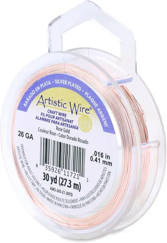Miniatura 78 de Artistic Wire, alambre para manualidades de calibre 22 bañado en plata, resistente a las manchas, color cobre, blanco, 9,1 m