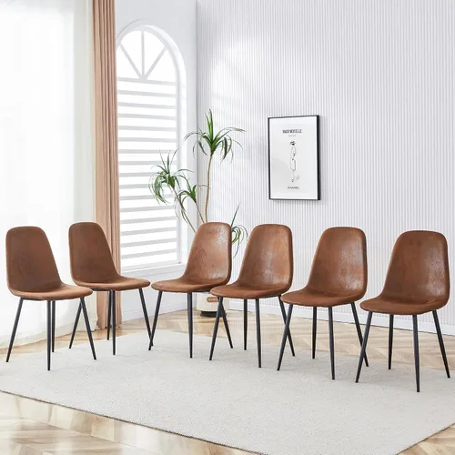 Miniatura 15 de gopop Juego de 4 sillas de comedor, modernas sillas de comedor de cocina, sillas laterales tapizadas para comedor en piel sintética, respaldos