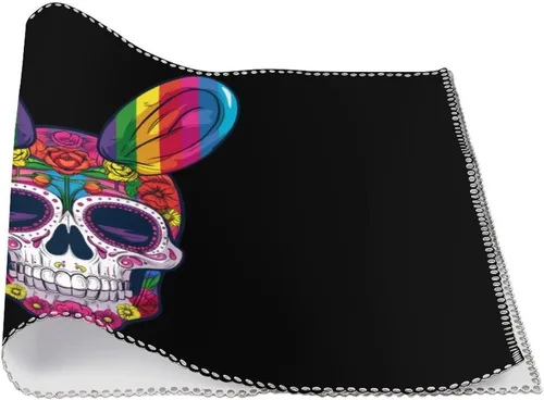 Miniatura 3 de Rainbow Flag Skull Bunny Ears Easter Gay Placemats Set of 6 Resistant Table Mats Washable Place Mats for Dinner Party Table Decoration
