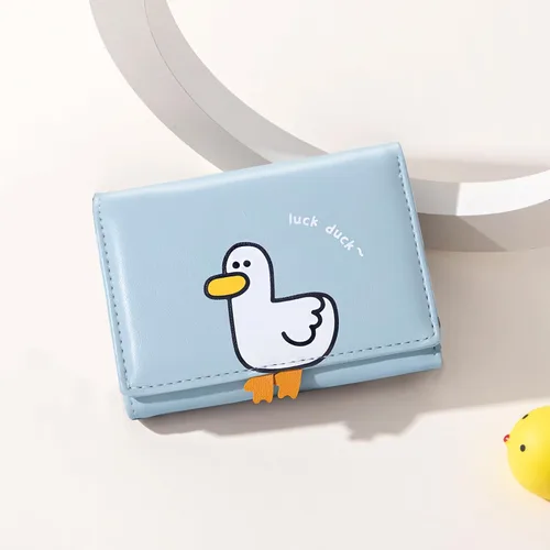 Miniatura 6 de Sunwel Fashion Monedero plegable con diseño de pato en 3D para niñas, con bolsillo para efectivo, tarjetero, monedero con ventana de identificación