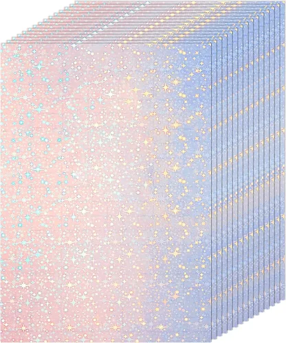 Miniatura 12 de Clabby 36 hojas de papel holográfico para pegatinas A4, láminas laminadas holográficas de vinilo, autoadhesivas, impermeables, transparentes, 11.7 x
