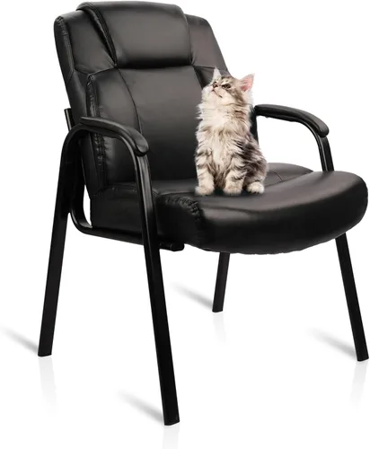 Miniatura 14 de CLATINA Big & Tall - Silla de invitados de 500 lb., sillas de recepción de oficina de cuero PU con base de trineo, silla de escritorio sin ruedas