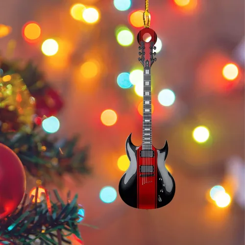 Miniatura 21 de MoonArt Adorno personalizado de guitarra de piano, nota musical de piano, adorno con forma de madera acrílica, regalo para amantes de la guitarra