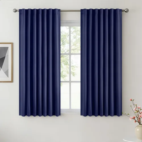 Miniatura 35 de ANRODUO Juego de 2 cortinas con bloqueo de luz del 99%, cortinas de 84 pulgadas de largo, cortinas negras para dormitorio, cortinas con aislamiento