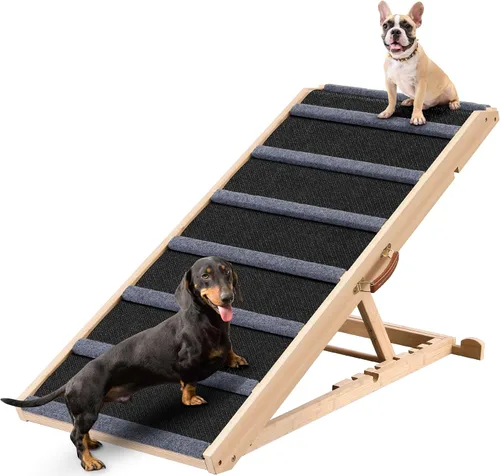 Dog Ramp for Bed - Extra Large, 18'' Wide, Gentle Slope Folding Pet Ramps for Small Large Senior Dogs to Get on High Couches & Cars, Non-Slip Rubber