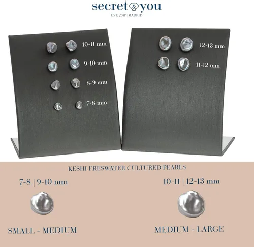 Miniatura 6 de SECRET & YOU - Pendientes de perlas Keshi cultivadas de agua dulce en blanco y gris de SECRET & YOU Plata de ley 925 Disponible en 10 tamaños