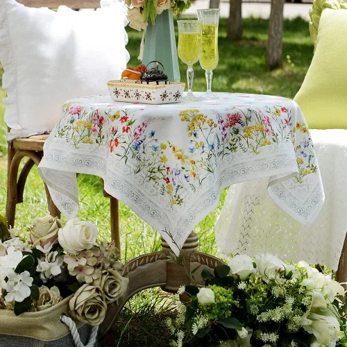 Miniatura 28 de ARTABLE Mantel Rectangular de Primavera con Estampado de Flores, Hierba y Patrones Florales Vintage, Mantel para Mesa de Pascua, Camino de Mesa