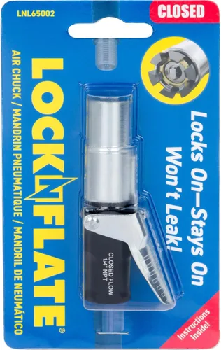 Miniatura 9 de LockNFlate Portabrocas de aire de bloqueo - Seis mordazas de acero se bloquean en cualquier válvula de neumático - No se filtra ni se desprende