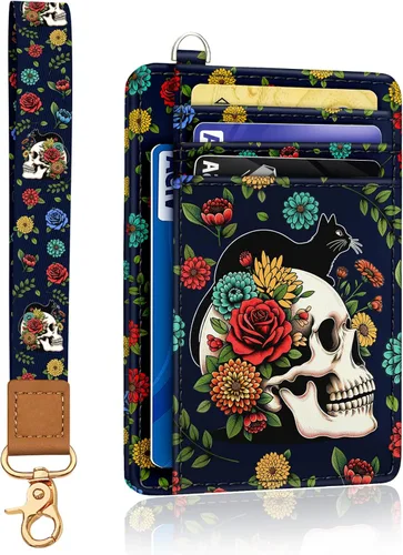 Miniatura 26 de Yonlevres Cartera delgada para tarjetas de crédito, cartera RFID para mujer, bolsillo frontal, soporte para tarjetas pequeñas, estuche para tarjetas