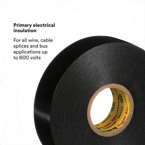 Miniatura 9 de 3M Scotch Super 33+ Cinta eléctrica, 3/4 pulgadas x 76 pies, vinilo de alta calidad para todo tipo de clima, resistente a la abrasión, la humedad