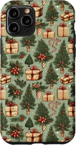 Miniatura 29 de Vintage Christmas Theme Holiday Trees, Presents, Teal, Bows Case for iPhone 17