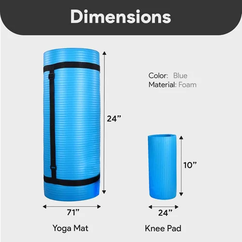 Miniatura 3 de BalanceFrom Esterilla de yoga multiusos de 1 pulgada extra gruesa de alta densidad antidesgarro con correa de transporte, bloques de yoga opcionales