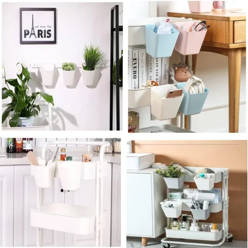 Miniatura 6 de Paquete de 6 portavasos colgantes, organizadores de pared, accesorios de carrito rodante, soportes colgantes para bolígrafos, contenedores
