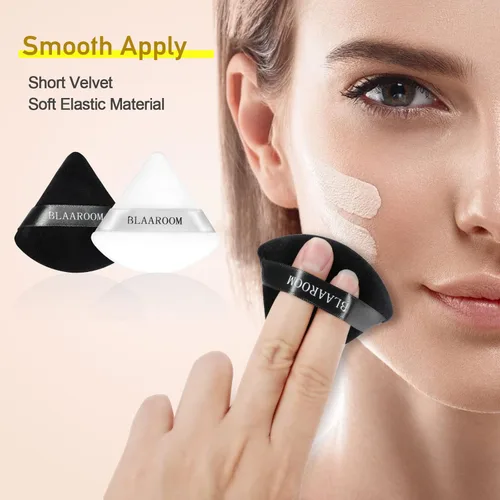 Miniatura 3 de 6 piezas de terciopelo de maquillaje de cara de triángulo suave para polvo suelto, polvo mineral, polvo corporal, base cosmética húmeda y seca