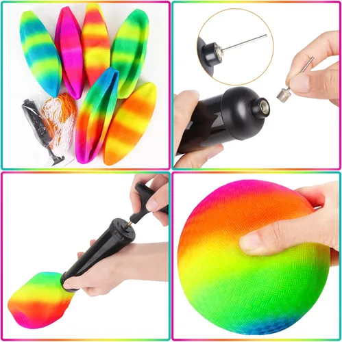 Miniatura 5 de Hooqict Paquete de 6 bolas de 8.5 pulgadas para patio de recreo con bomba de mano y 6 bolsas portátiles de red de bolas, pelotas deportivas