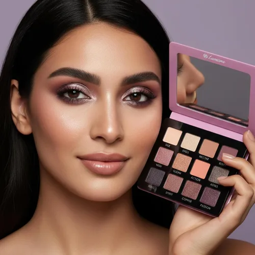 Miniatura 13 de Lamora Paleta de sombra de ojos rosa: 12 sombras suaves de rosa malva, paleta de maquillaje de ojos multiusos con acabados mate y brillantes