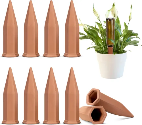 VIVOSUN 10 estacas de riego automático, estacas hexagonales de riego de terracota de 7 pulgadas, dispositivo de riego automático, inserto de maceta
