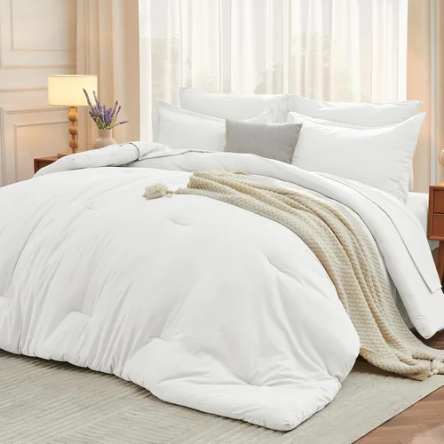 Miniatura 24 de MUXHOMO Juego de edredón de 5 piezas Twin XL, cama suave en una bolsa tamaño Twin XL, juego de ropa de cama para todas las estaciones con edredón