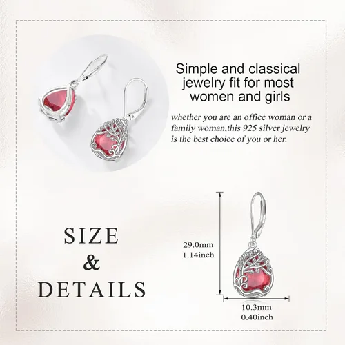 Miniatura 24 de Aretes colgantes con forma de lágrima de filigrana de piedra lunar de plata de ley 925 con cierre de palanca para mujer, regalos de joyería
