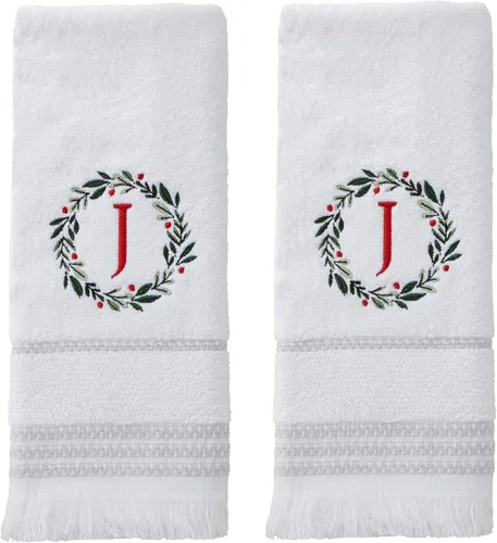 Miniatura 86 de SKL Home Toalla de baño casual con monograma, S, 28 x 54 pulgadas, color blanco