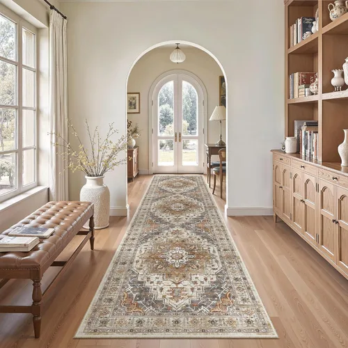 Miniatura 410 de Madane Tapete lavable de 2 x 10 pies para pasillo, cocina, recibidor, clásico, suave, antideslizante para interiores, casa de campo, baño, sala