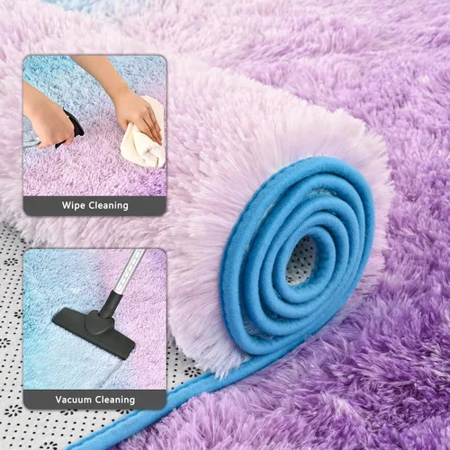 Miniatura 4 de Alfombra de área púrpura y azul de 6x9, alfombras grandes para sala de estar y dormitorio, alfombra mullida y linda, alfombras modernas