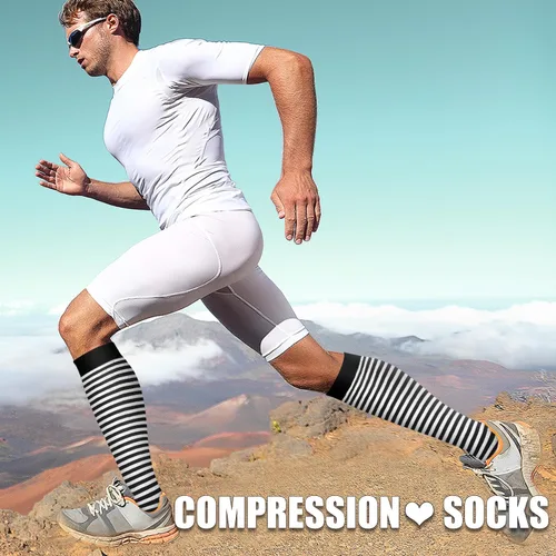 Miniatura 42 de Paquete de 3 pares de calcetines de compresión médica para mejorar la circulación de mujeres y hombres, para correr, hacer deporte y amamantar