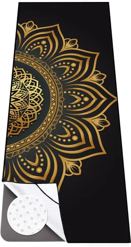 Miniatura 14 de Colorful Star Toalla de yoga con bolsillos en las esquinas, puntos de agarre antideslizantes, absorbentes del sudor, toallas para esterilla de yoga