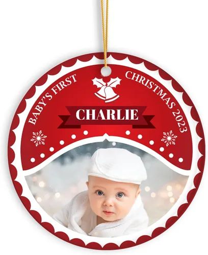 Miniatura 20 de Adorno de Navidad con foto personalizada 2023, adorno de Navidad con nombre del bebé, adorno de Navidad con texto personalizado para bebé, recién